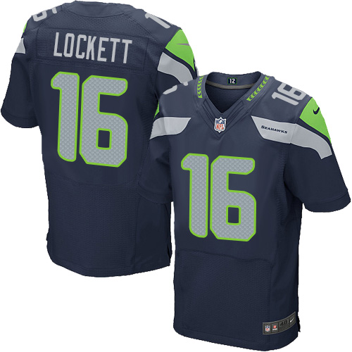 Men's Elite Tyler Lockett Nike Jersey Navy Blue Home - #16 NFL Seattle Seahawks